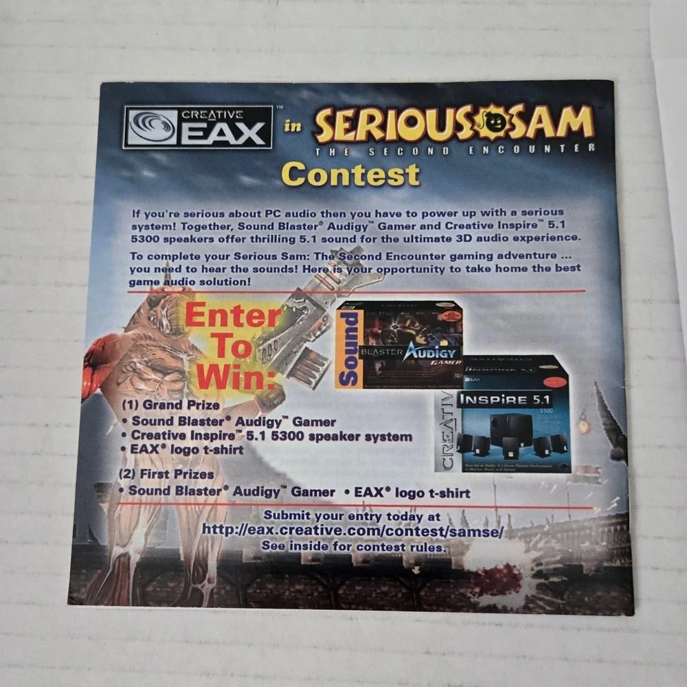 Serious Sam The Second Encounter PC CD ROM 2002 Croteam Gathering FPS Game